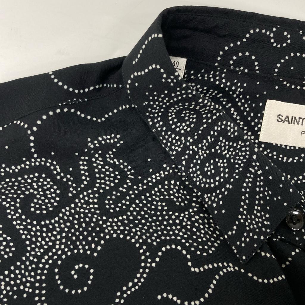 SAINT LAURENT PARIS 2021 Floral Rayon Shirt 686551 tops 40 blackUsed