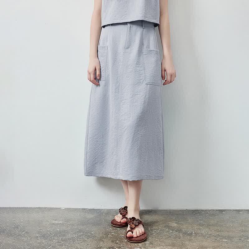 Chuyu Women's Sleeveless Faux Denim Skirt Set