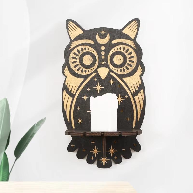 Candle Holder 1PCS Meditation Animal Wooden Pendant Creative Crystal Stone Display Stand Ornaments Restaurant Hotel