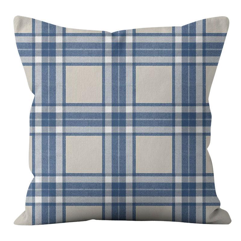 American Blue Retro Cotton Linen Single-sided Pillow Case Sofa Living Room Bedroom Cushion Pillow Home Waist Pillow