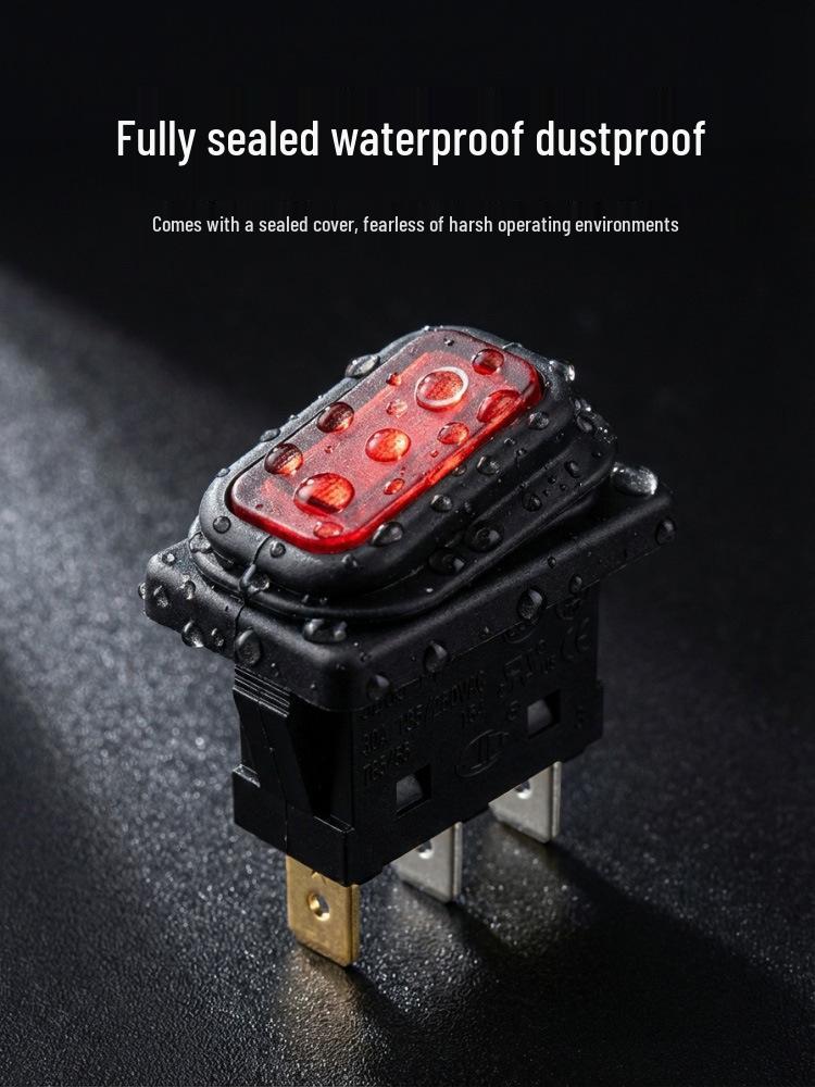 Waterproof High Current 30A/50A Boat-shaped Rocker Switch, KCD3, Single Pole, Three-leg Power Switch.