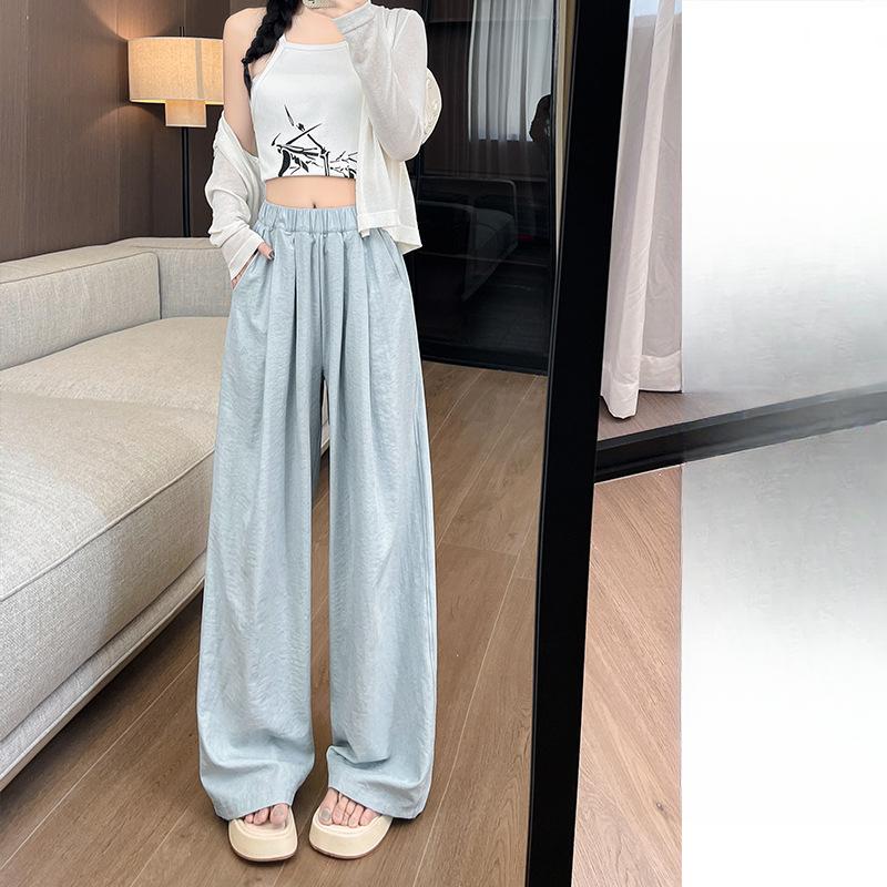 

Весенне-осенние новые брюки с высокой талией, свободные, повседневные, облегающие, прямые, моп, широкие штанины XL