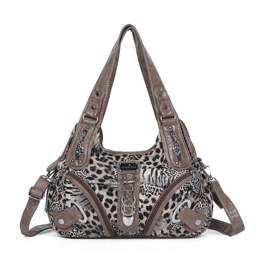 Borsa a Spalla da Donna Grande Capacità con Tasche Multiple e Manico Superiore a Forma di Raviolo di Caffè Tote Satchel