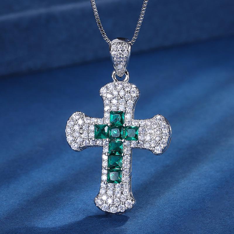 Jewelry Copper Bottom Gold-Plated Popular Simulation Color Treasure Cross Temperament Fashion Pendant Main 5 * 5