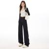 Spring Summer Elastic Waist Ultra Soft Comfy Denim Blue Straight Leg High Waist Daily Denim Trousers Ladies Casual Pants Oversize Denim Trousers