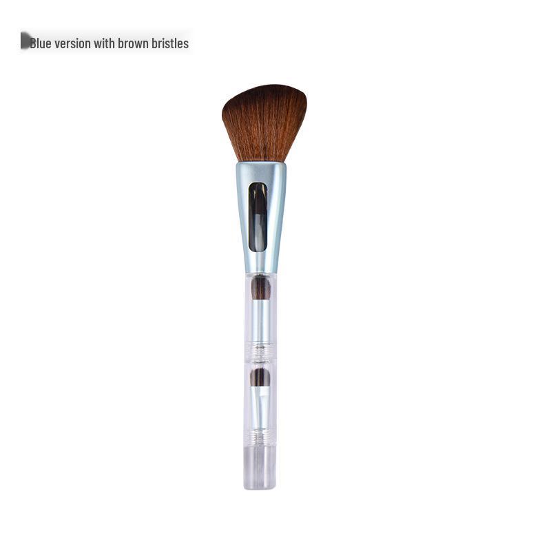 

Four-in-One Multifunctional Makeup Brush: Fiber Hair, Slanted & Round Heads for Blush, Loose Powder, Blending, & Lips