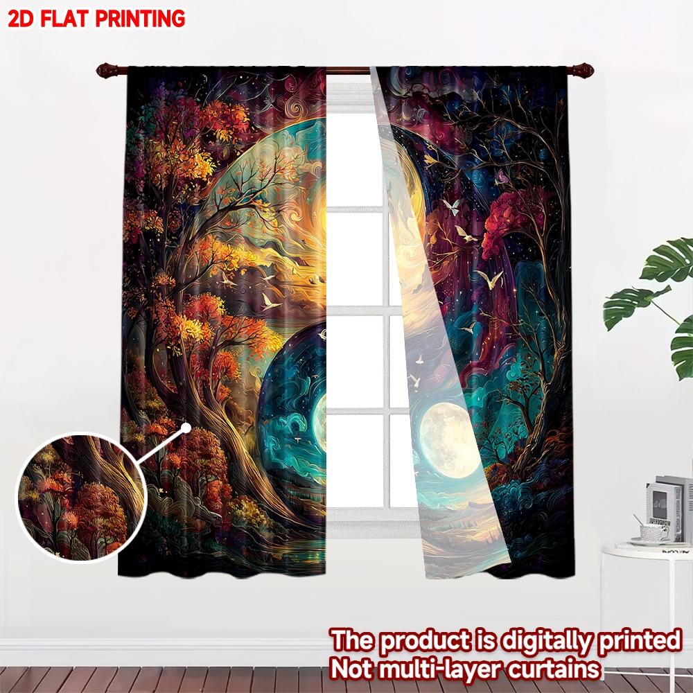 Set Of 2 Flat Printing Happy Valentine Day Window Curtains Life Cycle Digital Printed Polyester Drapes Festive Curtain Made