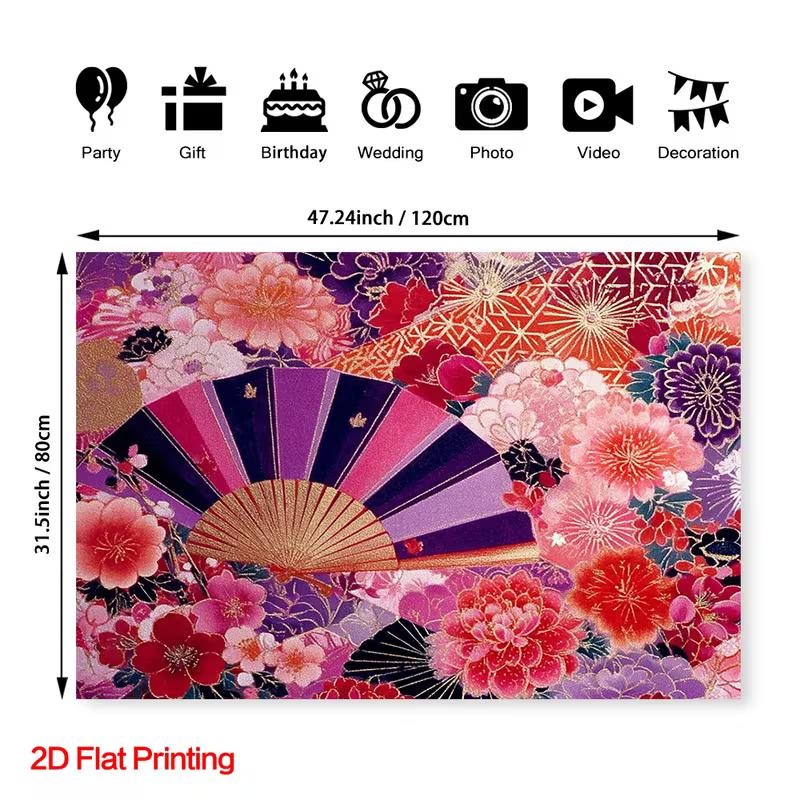 2D Geisha Style Backdrop 2D Flat Printing Japanese Floral Photo Booth Background