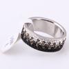 VQYSKO Jewelry Bling Charms Rings For Women AAA Crystal Elegant Stainless Steel Rings With white and black Crystals