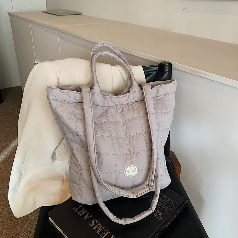 2025 Trend Plaid Cotton Large Capacity Women's Shoulder Tote Bag