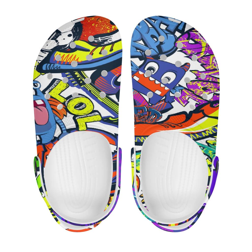 Women Men Printed EVA Clogs Lightweight Breathable Slip On Garden Beach Pool Bathroom Home Casual Sandals Indoor Outdoor Wear
