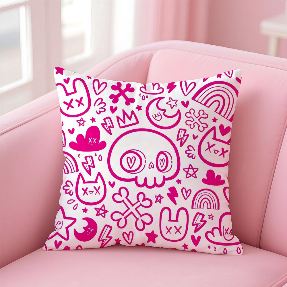 C-Cartoon Style Pattern1 Cushion Cover Pillow Case Soft Friendly Fabric & Concealed Zipper