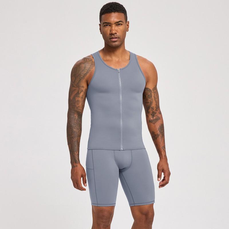 Mens Compression Fitness Set: Zipper Front