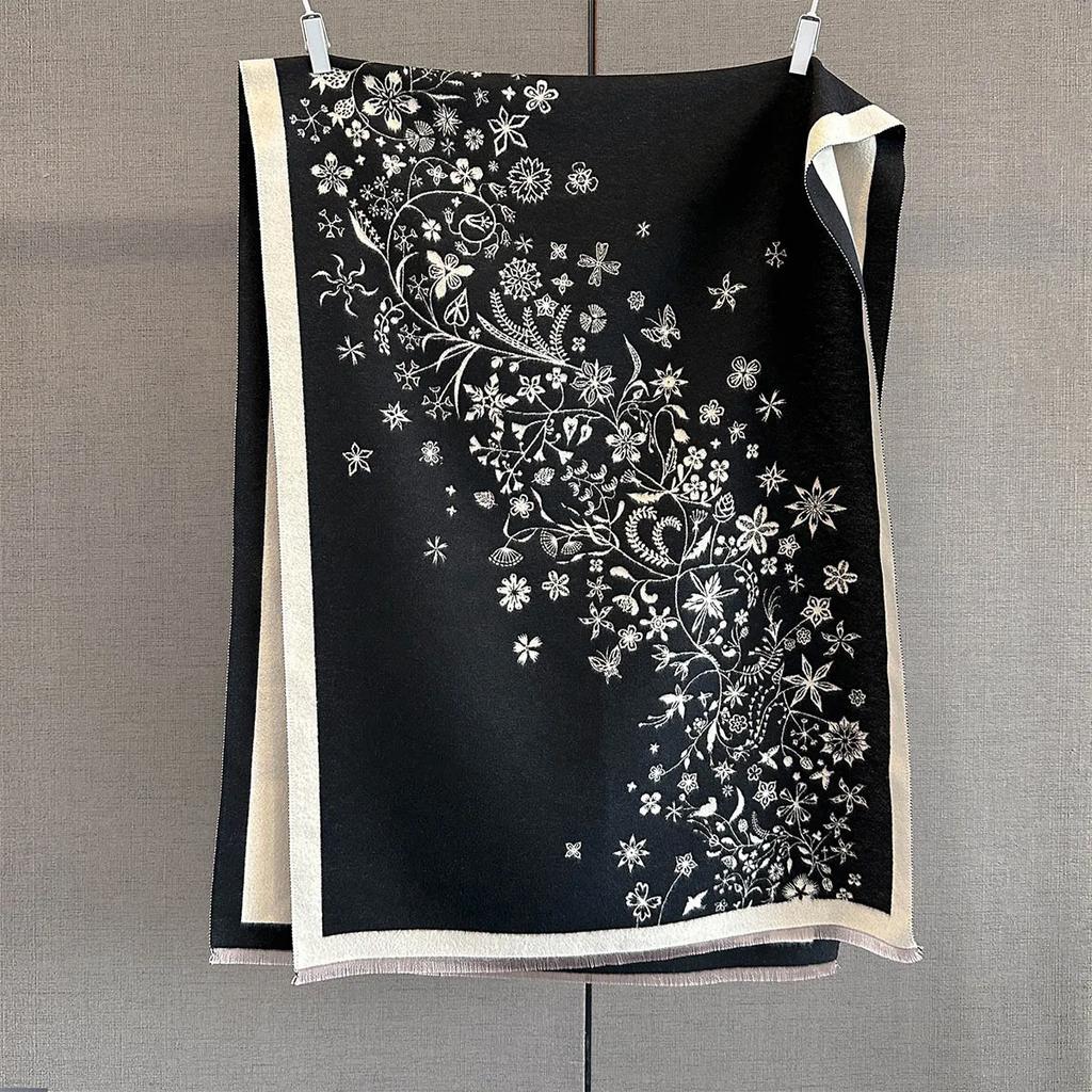 Fashion Cashmere Scarves Floral Printed Scarf Women Autumn Winter Warm Shawl Luxury Designer Wrap Blanket Bufanda Poncho Echarpe