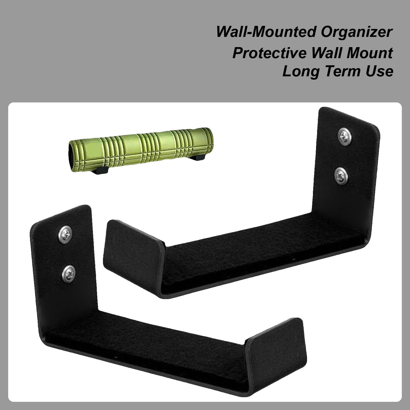 2 Pieces Yoga Mat Rack Yoga Foam Roller Wall Storage Hanger Aluminum Organizer for Resistance Bands Towel Strap Gym Apartment China Mainland