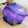 Folding Umbrella The Umbrella Features a Vivid Lavender Field Pattern with Purple Blooms and Rolling Hills Under a Glowing Sky