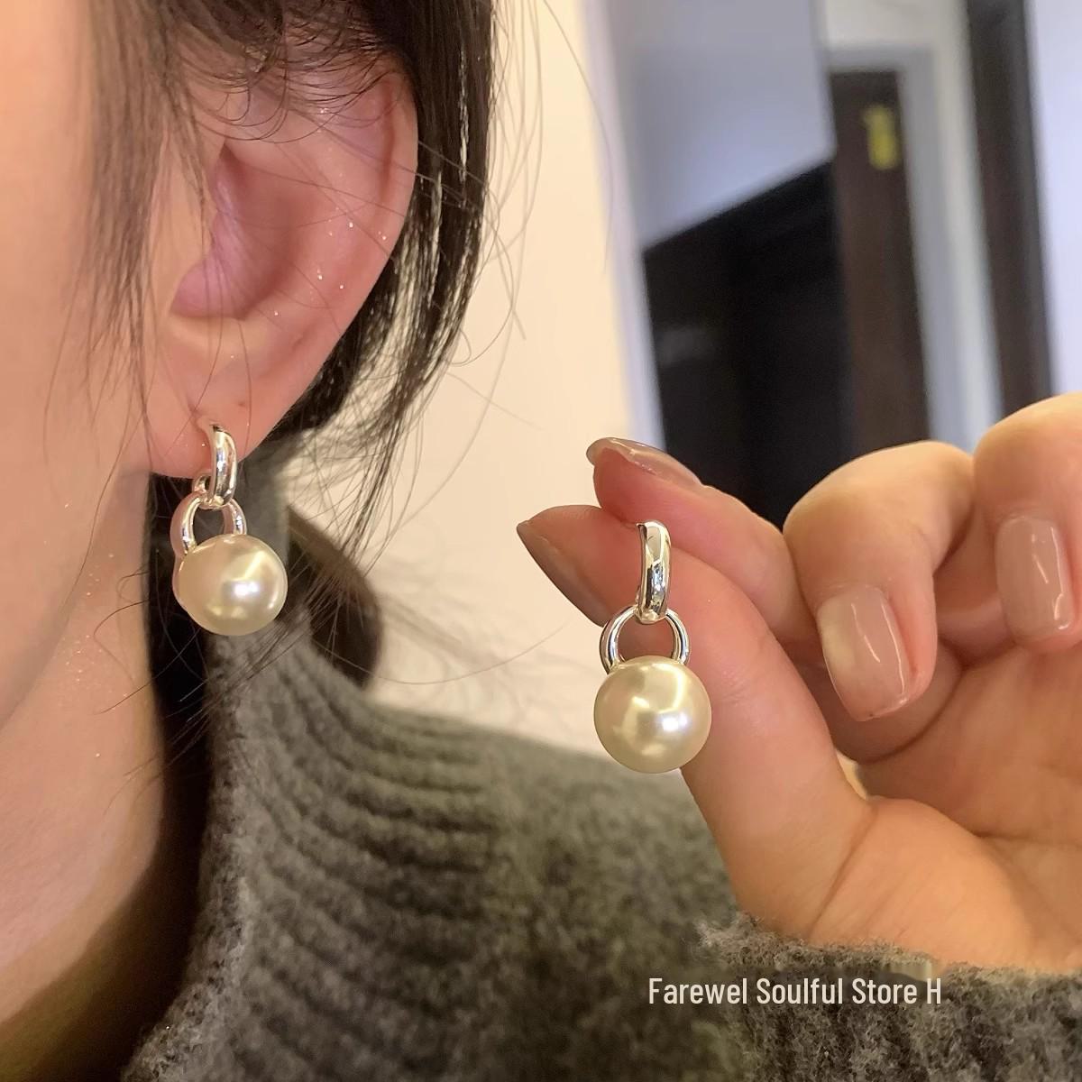 

«Жемчужные серьги в корейском стиле»: Элегантный, модный, легкий роскошный геометрический дизайн. A2137 серебряный