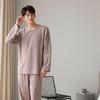 Men's Slim Fit Solid Color Pajama Set - Long Sleeve Top & Pants
