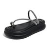 TEH3810 new French toe slope heel thick-soled slippers women's 2025 summer outer wear holiday style beige sandals