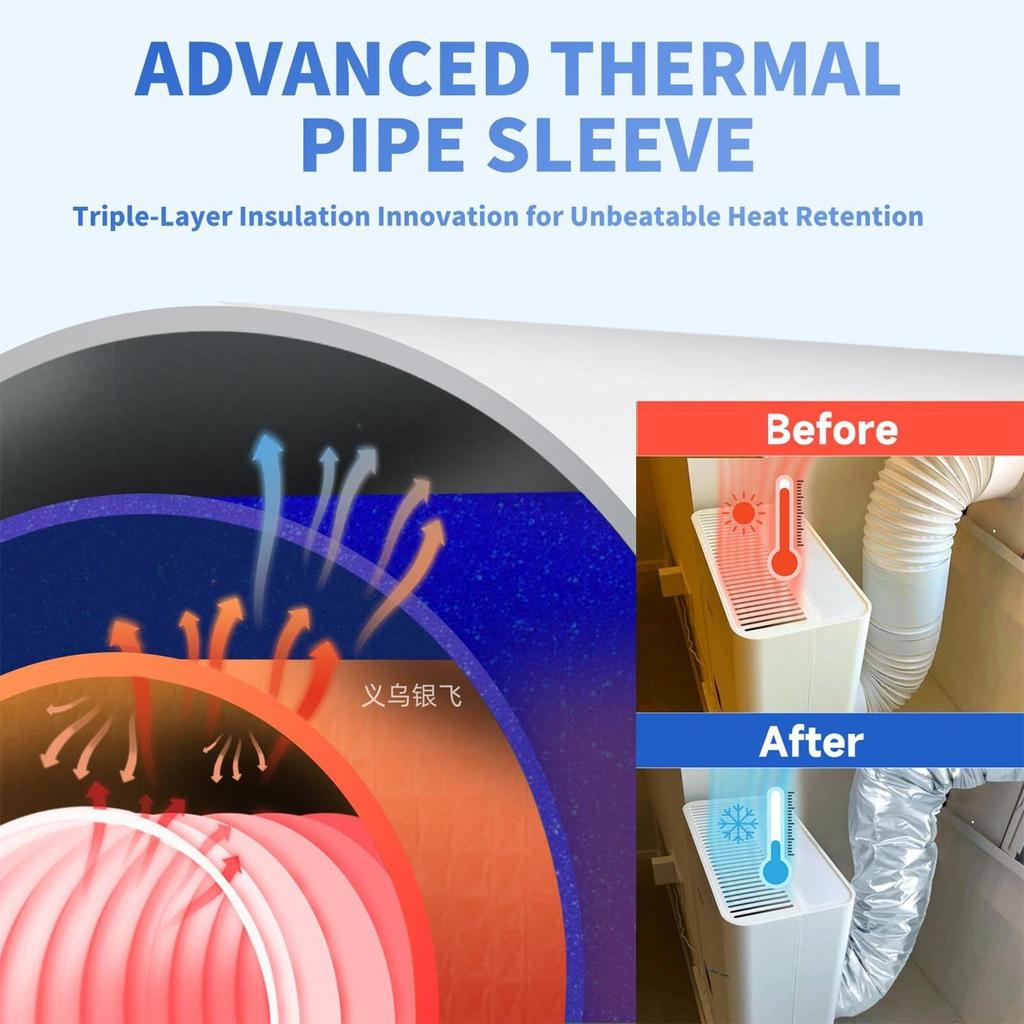 Air Conditioner Insulation Hose Sleeves High Temperature Resistant Air Outlet Pipe Dust Covers Air Conditioner Exhaust Hose Wrap