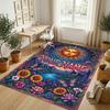Floral Garden Theme Crystal Velvet Rug Personalized Custom Name Text Soft Floor Mat Home Decor