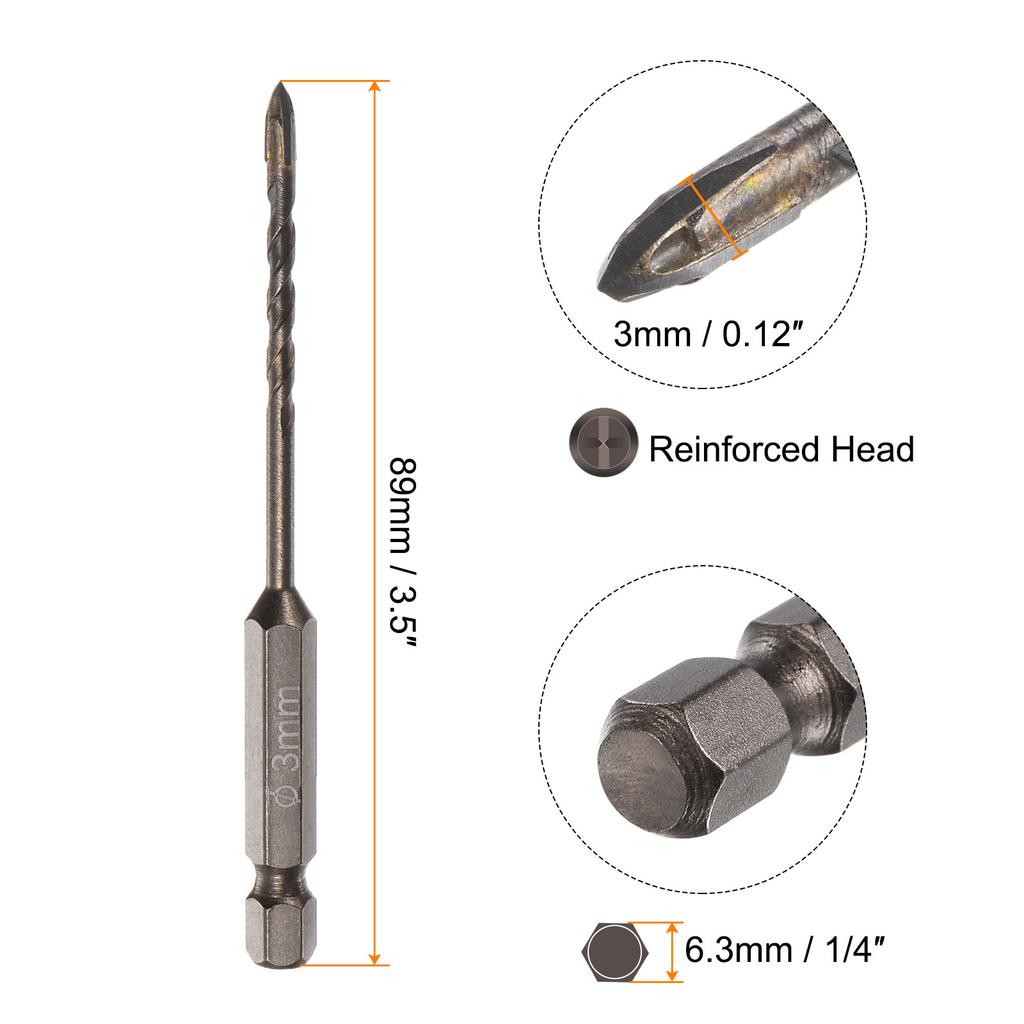 10 Stück Mauerwerk-Bohrer 3mm 4mm 5mm 6mm 7mm 8mm Titan-Betonbohrer mit Sechskantschaft