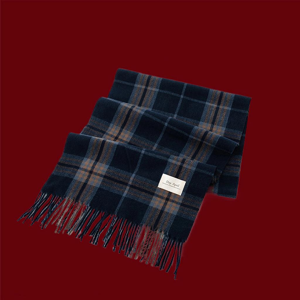 Cashmere Feel Autumn Winter New Year Plaid Scarf Korean Style Women's Faux Cashmere Ankle Red Neck Wrap Shawl Bib
