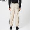 INCERUN Autumn Men Casual Zip-up Waist Stitching Lace-up Corduroy Long Harem Pants Trousers 