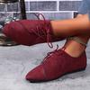 New Arrival Plus Size Low-Top Loafers for Women Suede Lace-Up Pointed Toe Low-Heel British Style Loafers