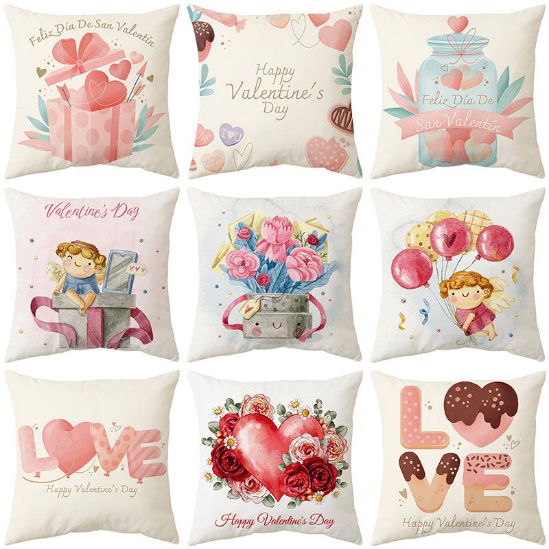 New Nordic Pink Valentine's Day Gift Love Cartoon Car Pillow Waist Support Sofa Cushion