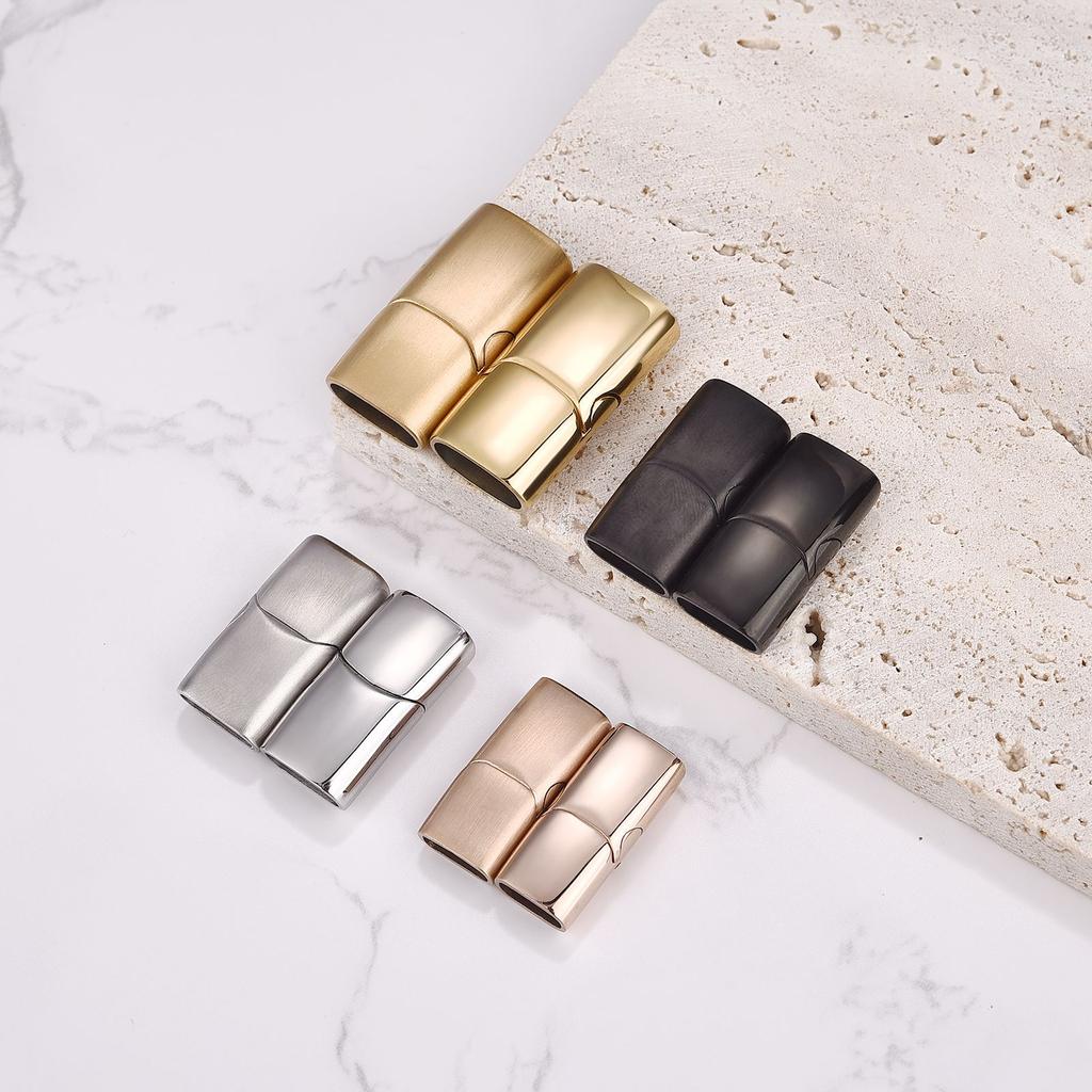 Stainless Steel Magnetic Clasps For Flat Leather Cord DIY Bracelet Connector Buckle Jewelry Making Supplies 8*4/10*5/12*6mm Hole