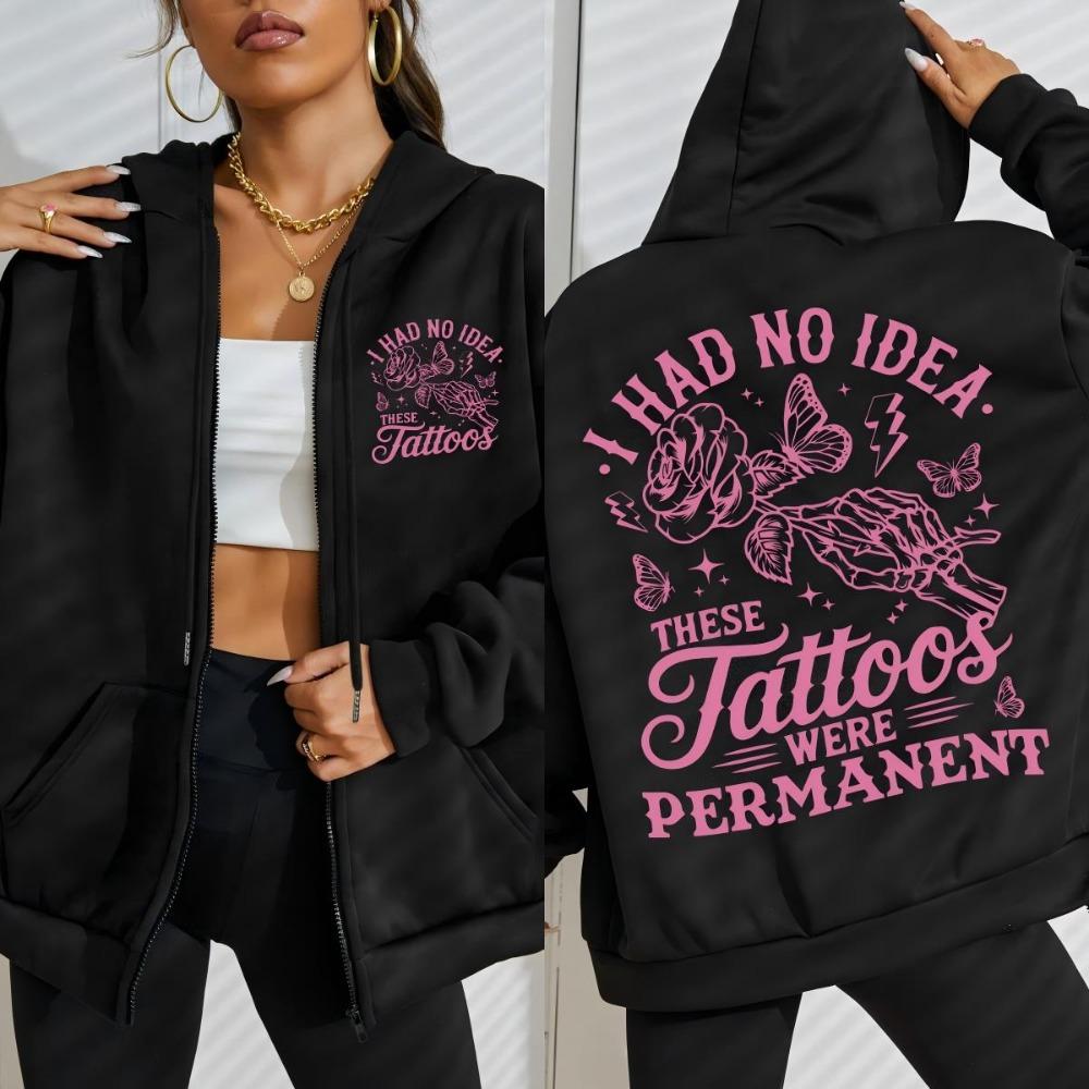 Skeleton Arms And Flowers Print Zipper Hoodie Woman Oversize Hoody Autumn O-Neck Streetwear Casual Fleece  Clothing