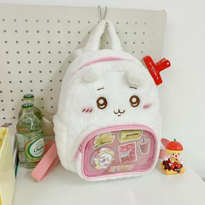 Hachiware Soft Cartoon Plush Shoulder Bag With Breathable Material For Girls