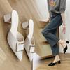 Fashion Women 2025 High-Heeled Shoes Lady Shallow Pointed Toe Ladies' Slippers Thin Cover Pumps Slides Heels Shoes Woman