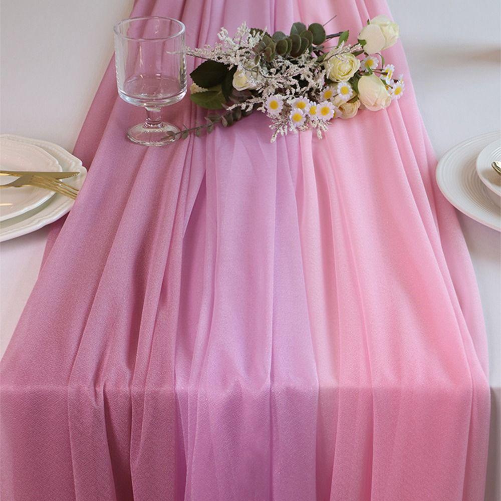 Solid Color Chiffon Table Runner Reusable Gauze Table Runner Wedding Table Runner  Dinning Table