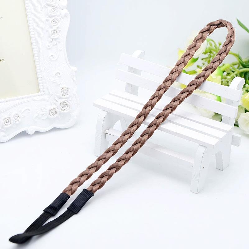 1Pc Headwear Elastic Hair Accessories Personality Plaited Headband Fashion Simulation Synthetic Hair Double Braided Hair Band