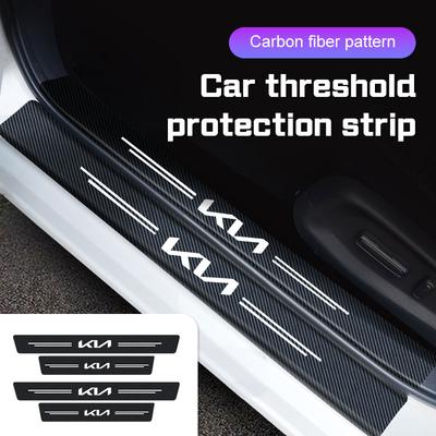 Car Door Sill Sticker Accessories for RIO K2 K3 K5 GTline Sportege Picanto Optima Soul Carbon Fiber Leather Protector Film