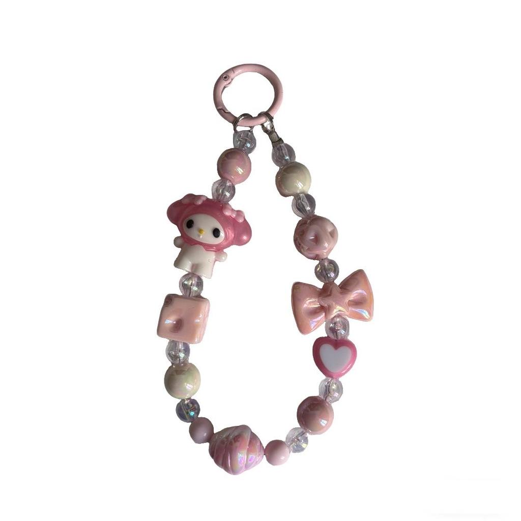 Sanrio Bow Knot Beaded Phone Lanyard & Keychain for Girls