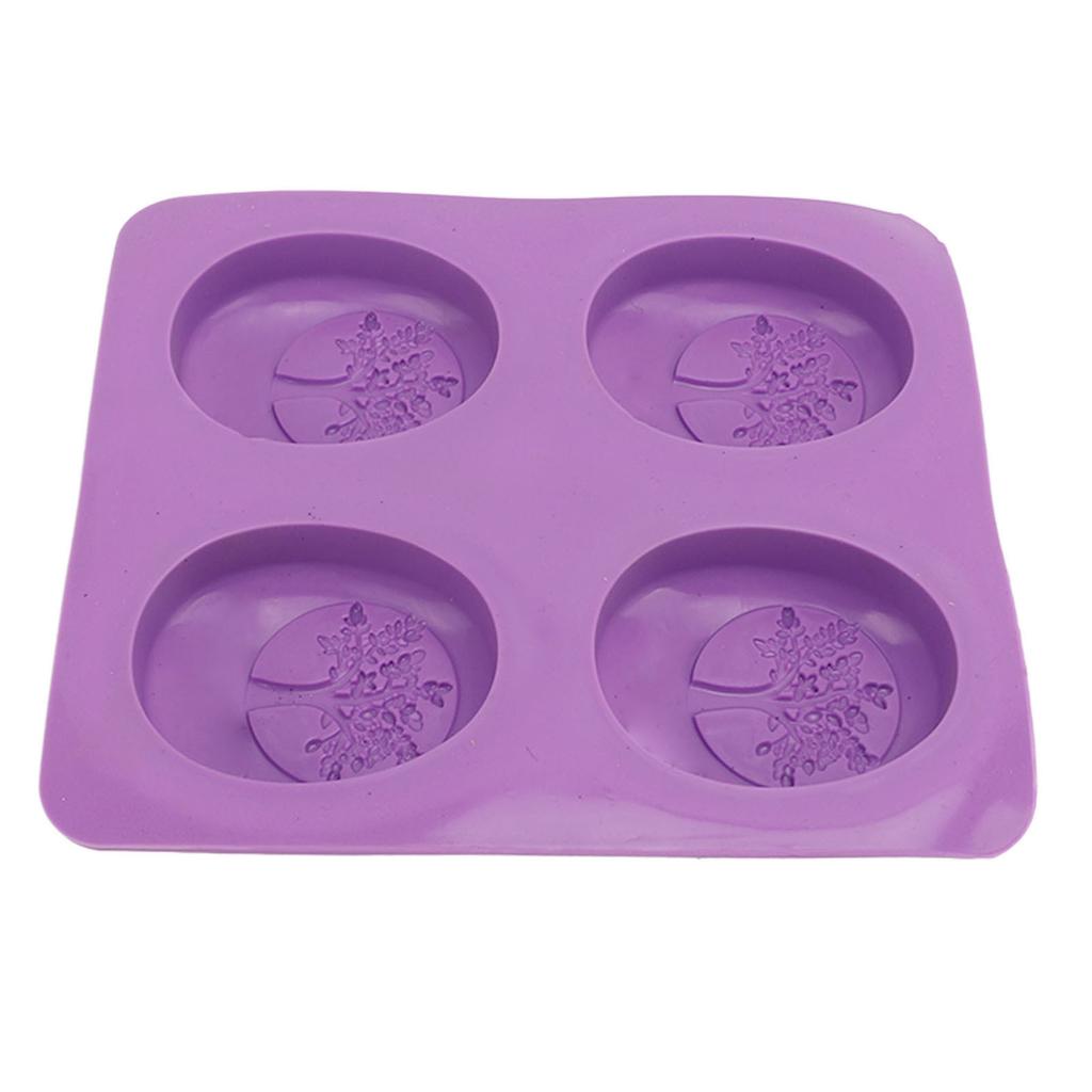 Soap Mold Silicone Material Purple 4 Patterns Flexible Soft Easy Demolding DIY Interesting Oval