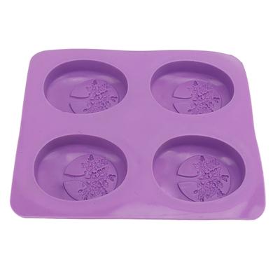 Soap Mold Silicone Material Purple 4 Patterns Flexible Soft Easy Demolding DIY Interesting Oval
