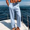 Herren Sommer Leinenhose Übergröße - Europäischer Amerikanischer Stil, Gerades Bein, Falten, Kordelzug, Schnelltrocknend.