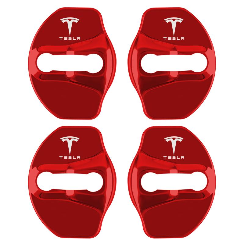 DTDIB1 4Pcs For Tesla Model 3 Model X Y Car Door Lock Cover Sticker Metal Emblem Decal Auto Door Styling Exterior Decoration