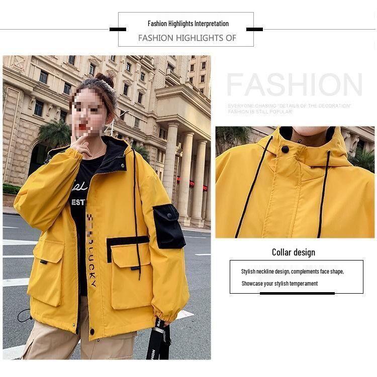 Women's Workwear Jacket - 2023 Spring/Autumn Korean Style, Loose BF Harajuku Hooded Trendy Jacket