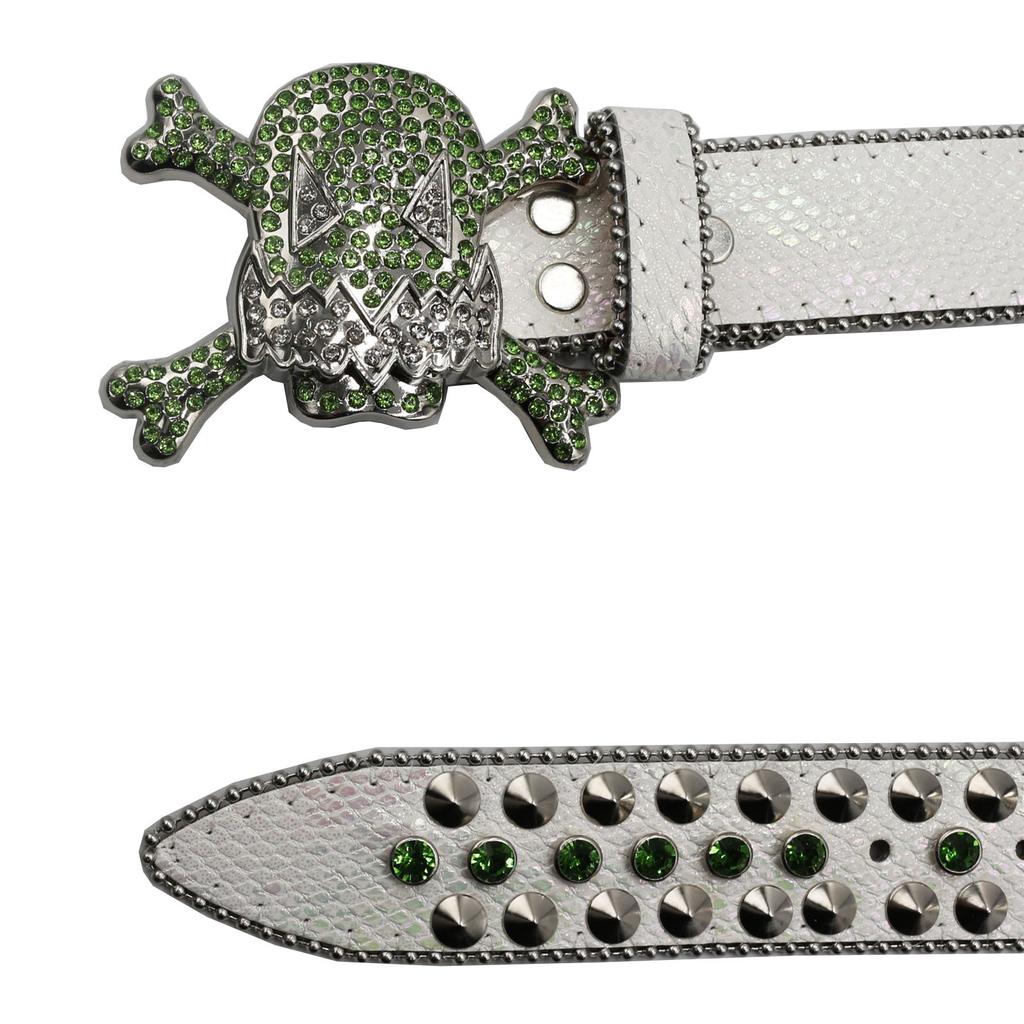 Rhinestone Belt Men Inlaid with Diamond Belt Hip Hop Punk Personality Trendy Wide Belt Women