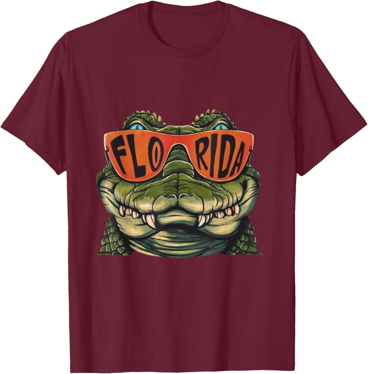 Florida Alligator Wearing Retro Style Sunglasses Unisex T-Shirt S разноцветный