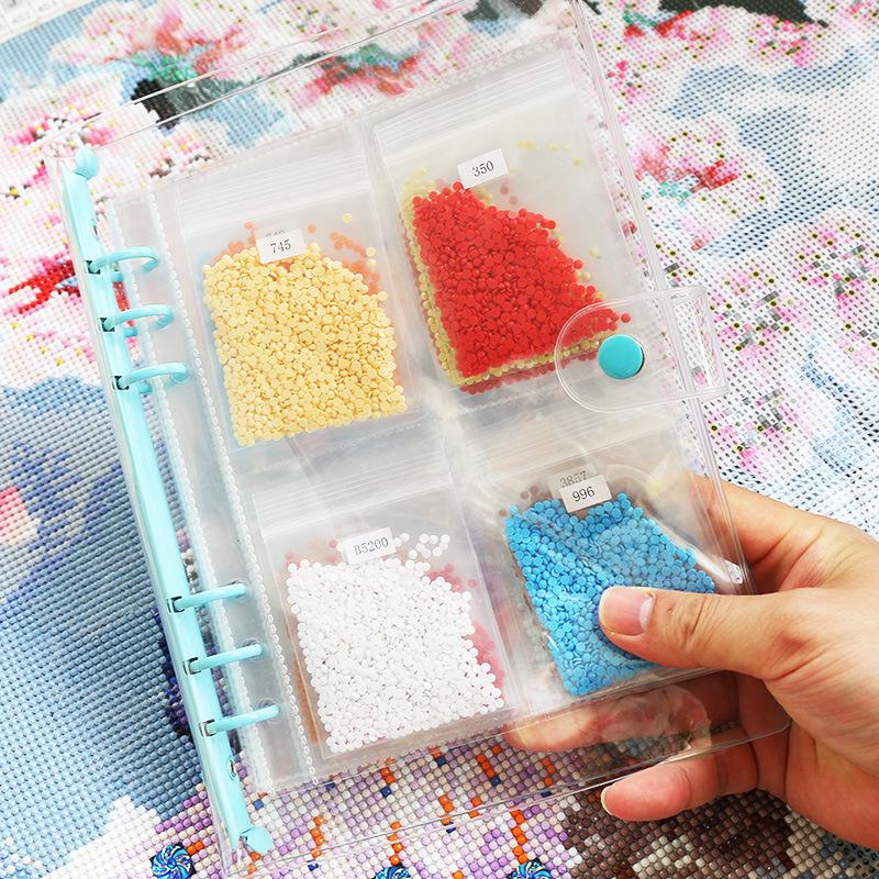 Diamond Painting Storage Album & Tool Kit: DMC447 Color Number Stickers, Self-Sealing Bags