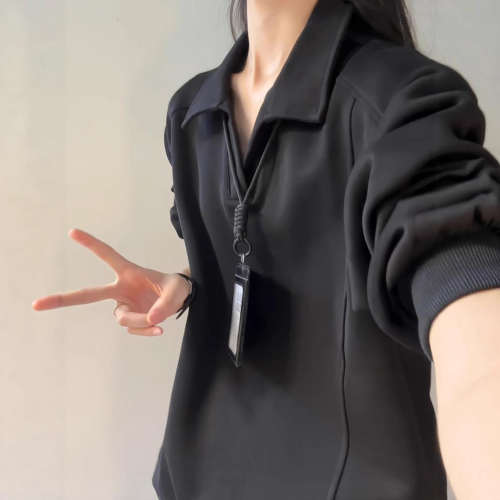 American front shoulder long-sleeved polo shirt men's and women's autumn and winter sweater lapel inner bottoming shirt