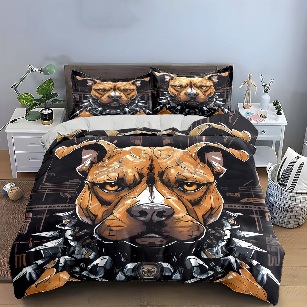 Dog Robotic Art Decor Set Multiple Sizes Kid'S And Adults' Bedroom Exquisite 3Pc Bedding Set, Gift