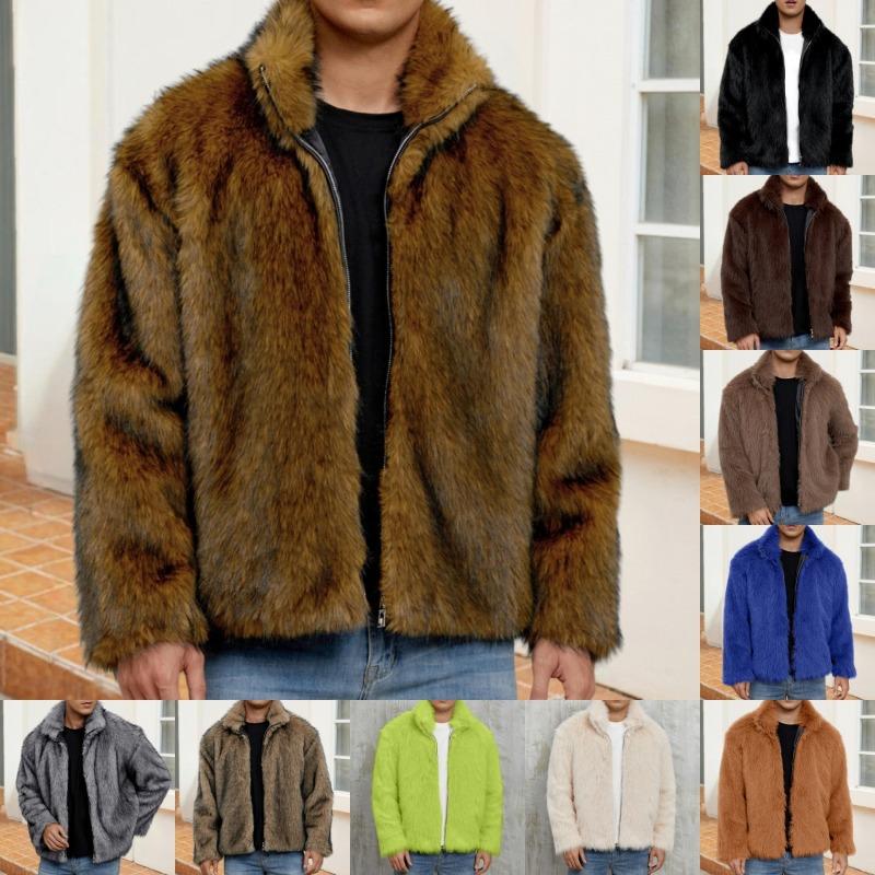 00 Men's stand-up collar short imitation fur jacket thermal imitation fox fur jacket