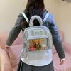 Transparent Backpack Cute Layer With Inner Zipper Pocket Pu Material For School